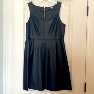 Black leather sleeveless dress